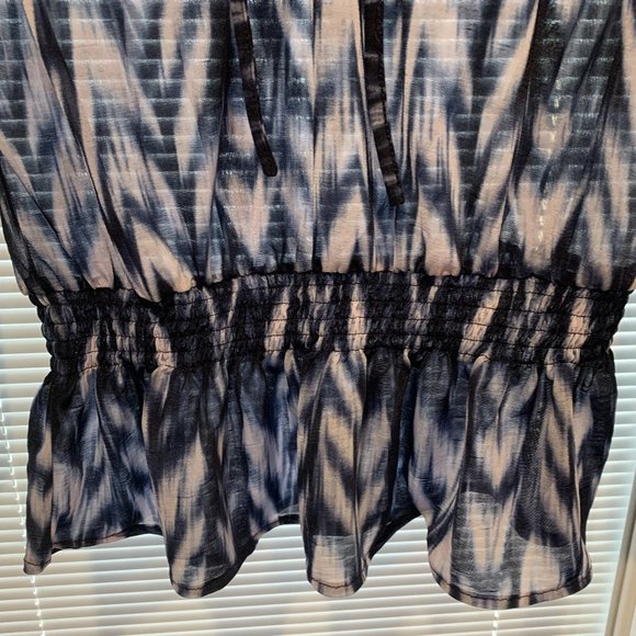 EUC INC International Concepts Woman's Blouse Navy Blue/White Sz PP Long Sleeve - Picture 2 of 14